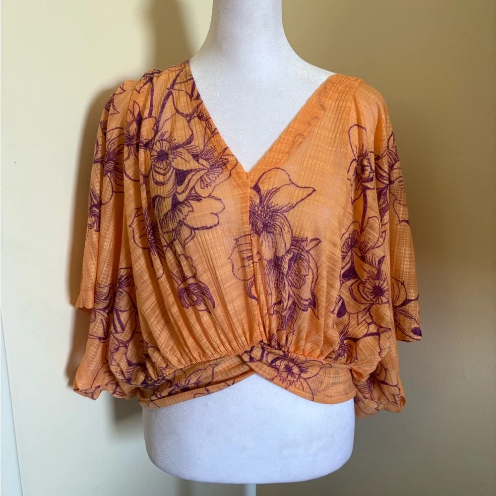 Small Free People Coral Floral One Dance Blouse - Picture 2 of 9